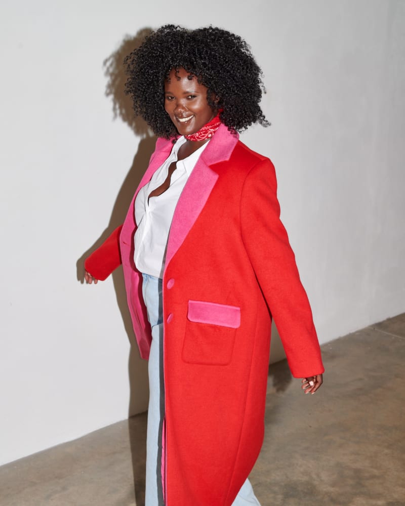 Red wool womens coat new arrivals